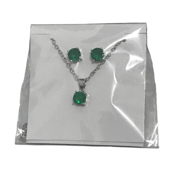 Effy Green & Silver Necklace and Earring's Set - Picture 1 of 2